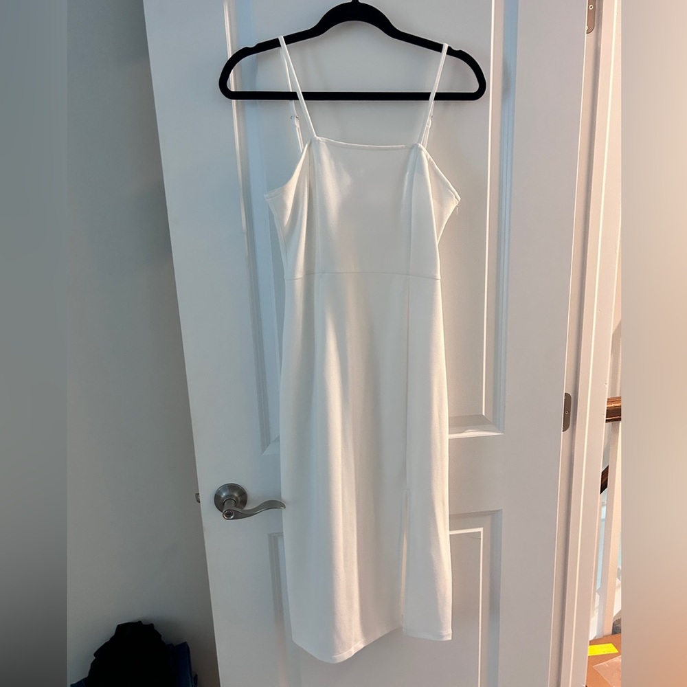 Pink Lily Midi Spaghetti White Dress